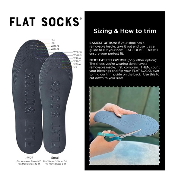 NWT-Flat Socks Unisex Sockless Liner Shoe Insert, Black, Soft, Cushy, No Stink - Picture 6 of 7